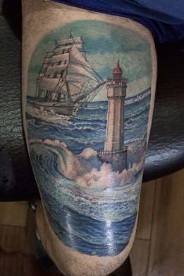 Tatuaggi tattoo lighthouse colour tattoo